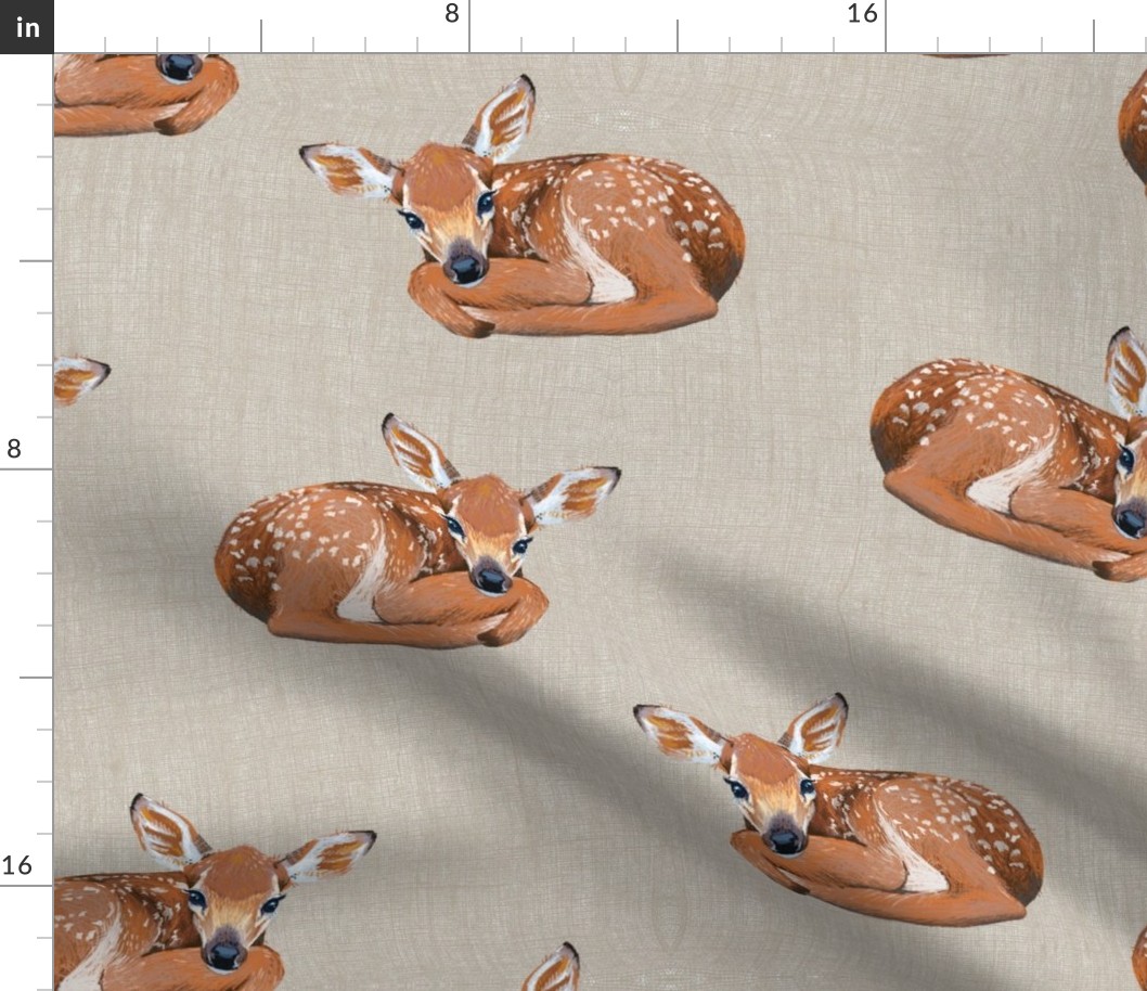 Spring Fawn on Linen {larger scale}