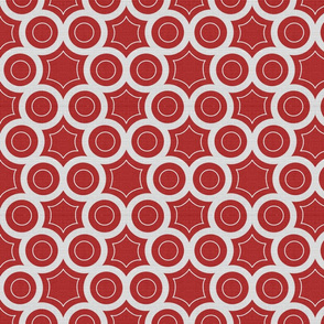 Silver Foil Honeycomb Circular Hexagon Pattern in Red Clay Tile