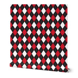 Argyle (Poly Print) Wholesale Fabric in Red Black and White – Urquid Linen
