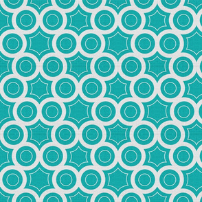 Silver Foil Honeycomb Circular Hexagon Pattern in Teal Tile