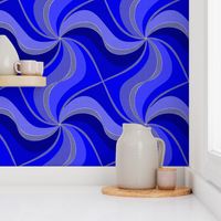 Silver Foil Twisted Vortex Shades of Blue Tile