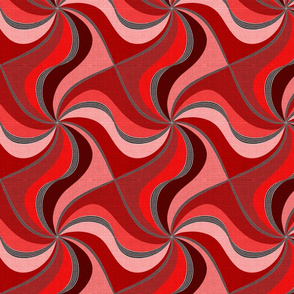 Silver Foil Twisted Vortex Shades of Red Tile