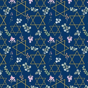 Star of David floral, Midnight 