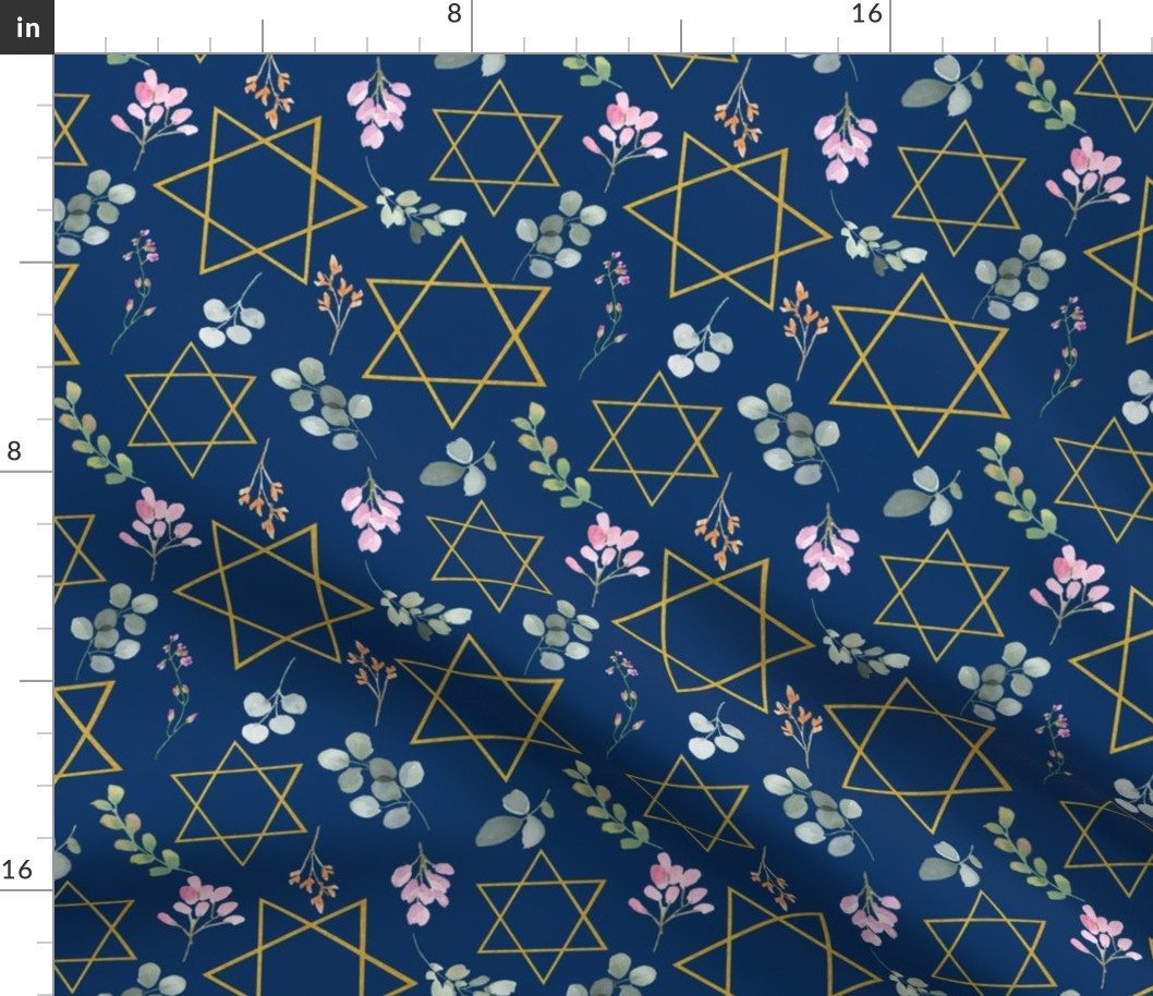 Star of David floral, Midnight 