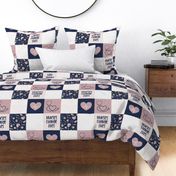 Nurses Change Lives - Nursing patchwork wholecloth - Navy/Mauve  - LAD20