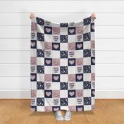 Nurses Change Lives - Nursing patchwork wholecloth - Navy/Mauve  - LAD20