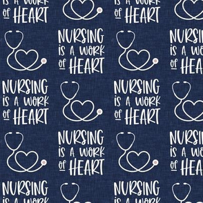 nursing is a work of heart - dark blue - LAD20