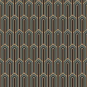 ART DECO NESTED HOUSES - TEAL, BLACK AND GOLD