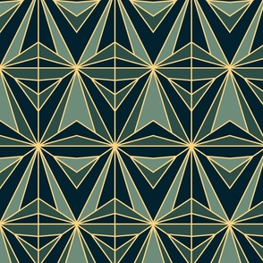 LARGE NEO DECO - TEAL, GREEN, GOLD