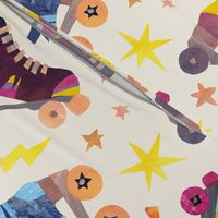 Late 70s Early 80s  Roller Skates - Medium Large Scale -  Nostalgia Collage Papercut style