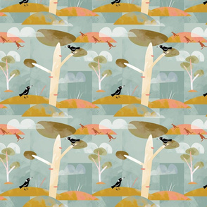 watercolour magpie quilt