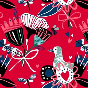 Abstract floral illo red