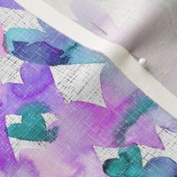 hearts purple & turquoise watercolor linnen structure
