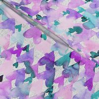 hearts purple & turquoise watercolor linnen structure