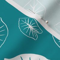 Taro Leaf - Teal and White