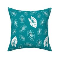 Taro Leaf - Teal and White