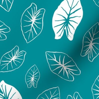 Taro Leaf - Teal and White