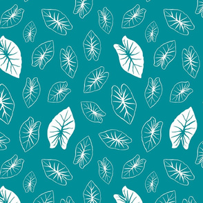 Taro Leaf - Teal and White