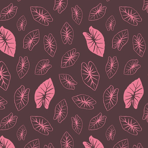 Taro Leaf - Burgundy and Pink