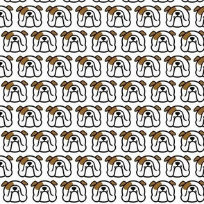 English Bulldog in white and brown - mini pattern print scale