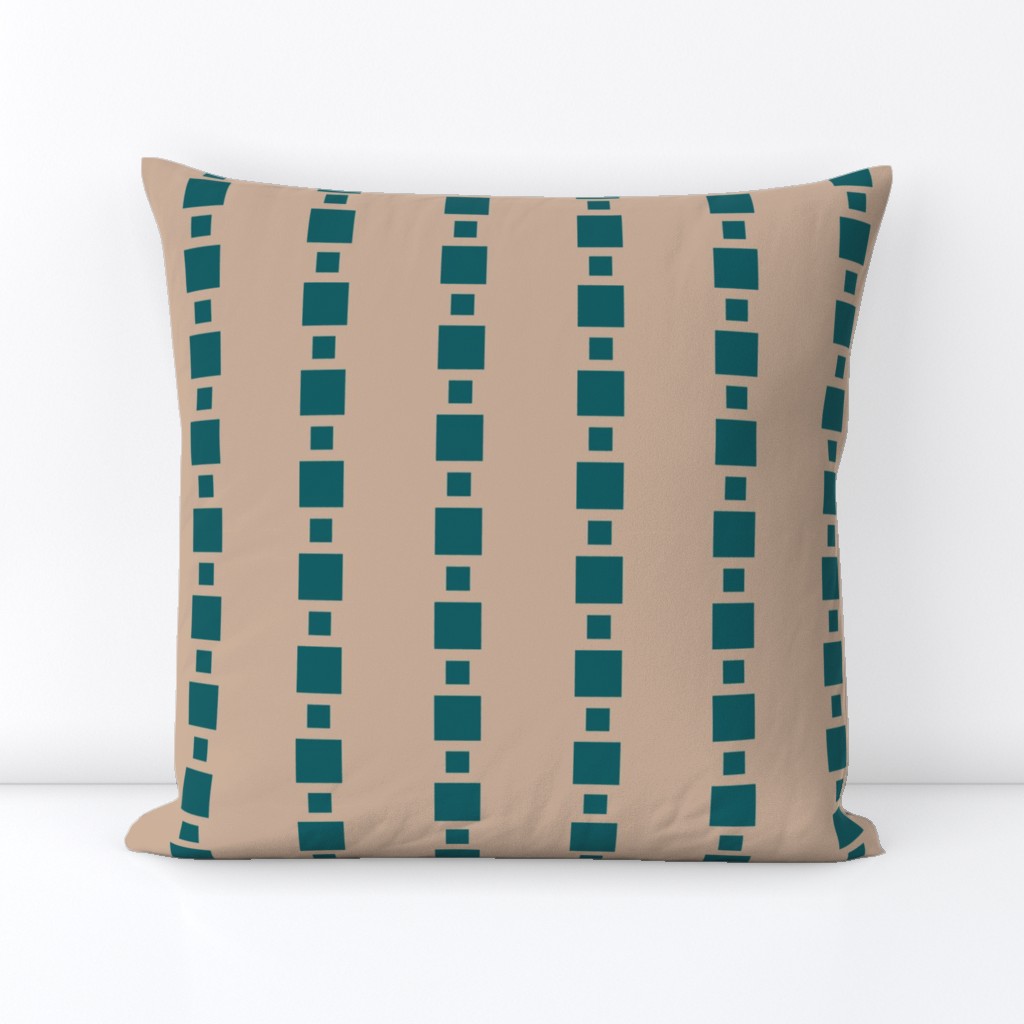 JP14 - Floating Check Stripes in Turquoise and Mocha Pastel
