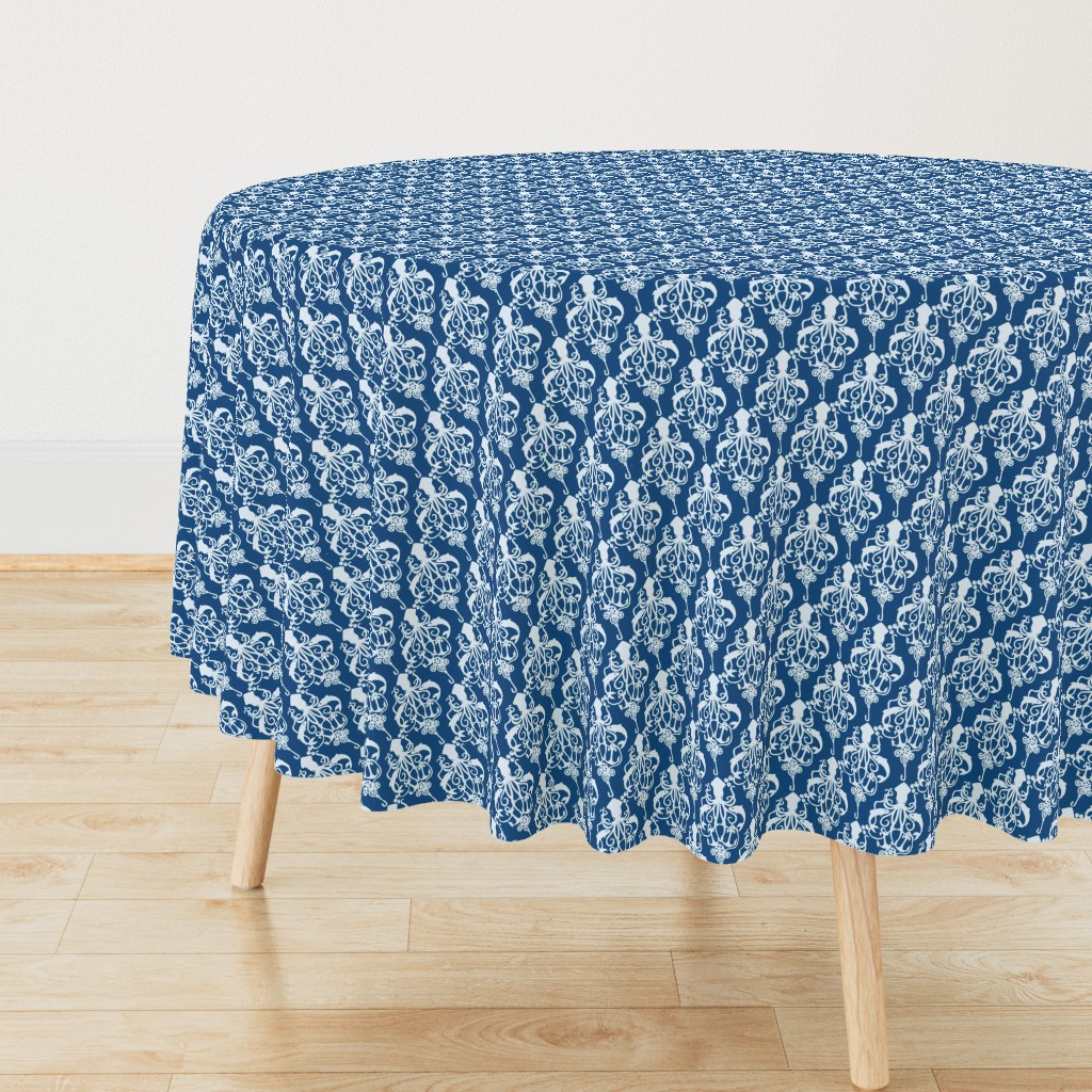 Squid Damask Classic Blue - Small Scale