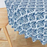 Squid Damask Classic Blue Light - Small Scale