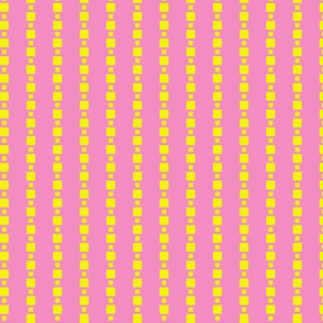 JP26  - Small - Floating Check Stripes in Sunny Yellow on Pink