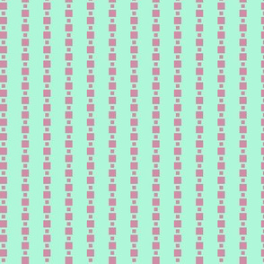 JP28 - Tiny - Floating Check Stripes  Creamed Raspberry Pink on Minty Green