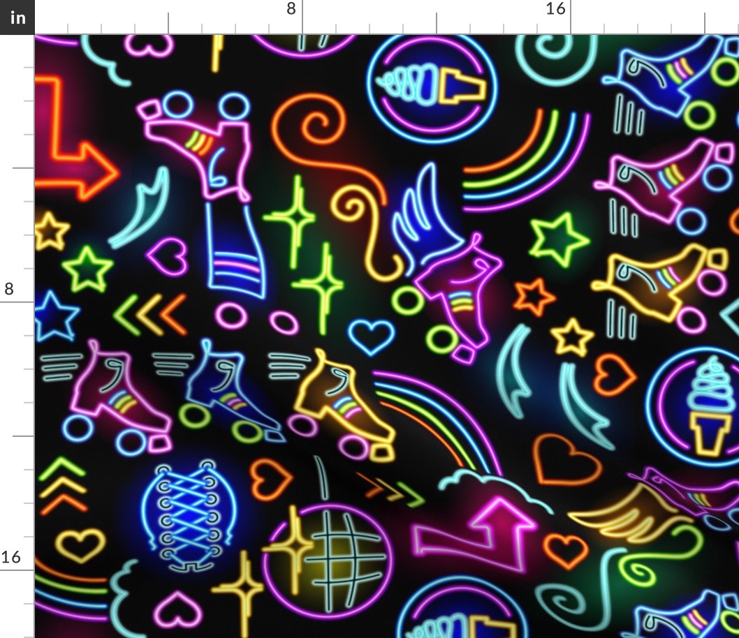 Neon Sign - Roller Skate Fabric | Spoonflower