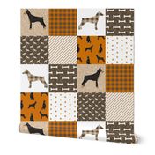 doberman fabric, doberman cheater quilt -  dog quilt, doberman fabric, doberman design - rust