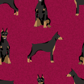 doberman fabric - dog  fabric, dogs, dog design, doberman pinscher - maroon