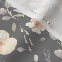 Serenity Meadow Gray |Pastel Watercolor Flowers|Renee Davis