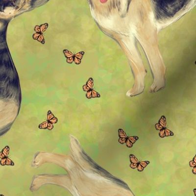 Custom Scattered German Shepherd Dogs with Monarch Butterflies