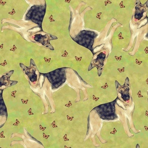 Custom Scattered German Shepherd Dogs with Monarch Butterflies