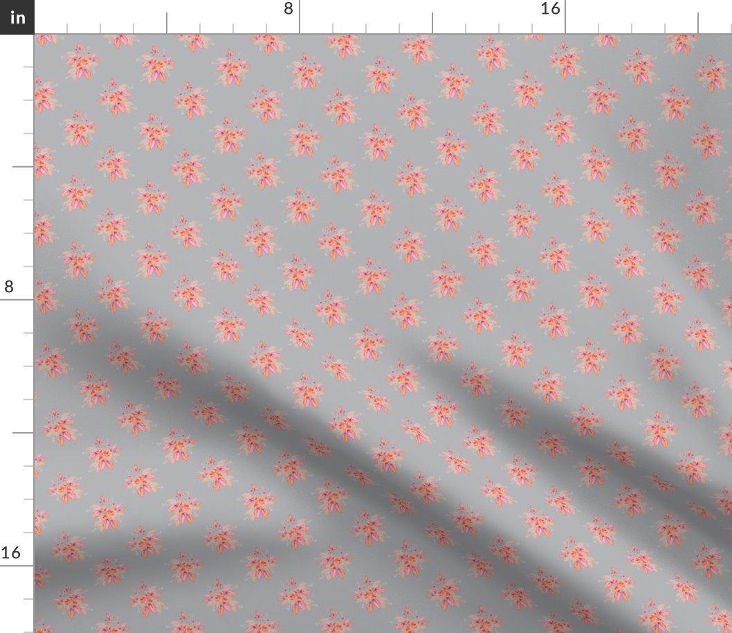 Farmhouse Roses pink orange gray