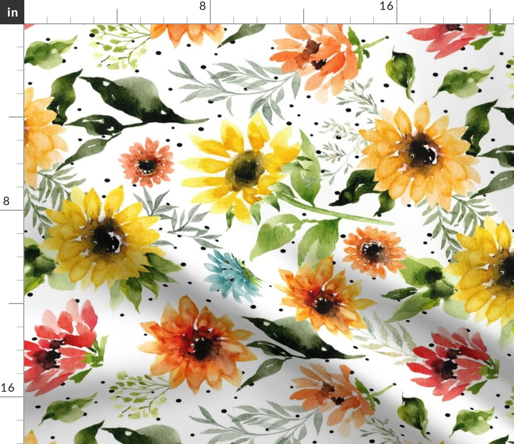 Rotated // Large Wild Sunflowers // White