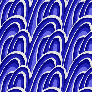 Silver Foil Peaks and Waves in Shades of Blue Tile