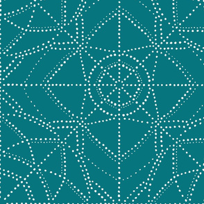 Art Deco teal floral