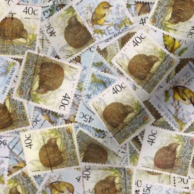 NZ stamps - kiwi & wrens - large