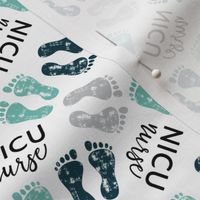 (small scale) NICU nurse - multi baby feet - teal/grey - nursing - LAD20BS