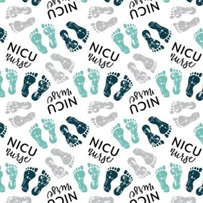 (small scale) NICU nurse - multi baby feet - teal/grey - nursing - LAD20BS