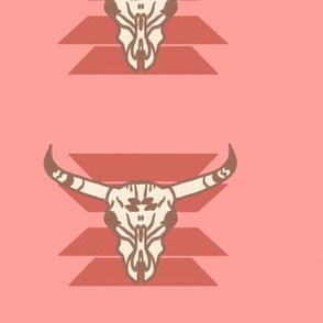 Longhorn Skull on Coral Pink