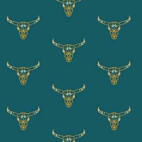 Longhorn Skull on Teal