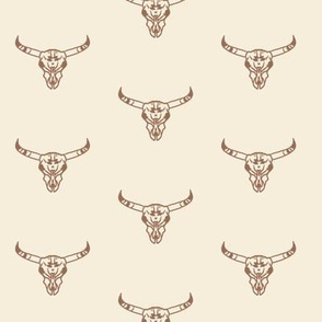 Longhorn Skulls on Cream