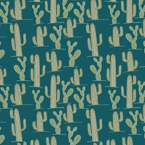 Desert Cactus on Teal