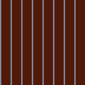 JP3  - Medium -  Steel Blue Pastel Pinstripes on Rusty Brown