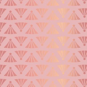 Art Deco Style inspired Rose Gold Effect Florals on Dusty Pink seamless pattern background.