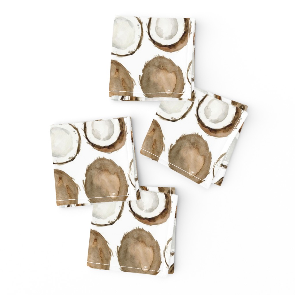 Watercolor coconuts on white background