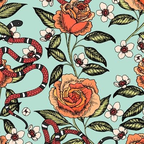 Roses and snakes. Mint